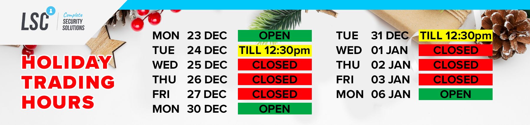 Xmas Trading Hours 1224